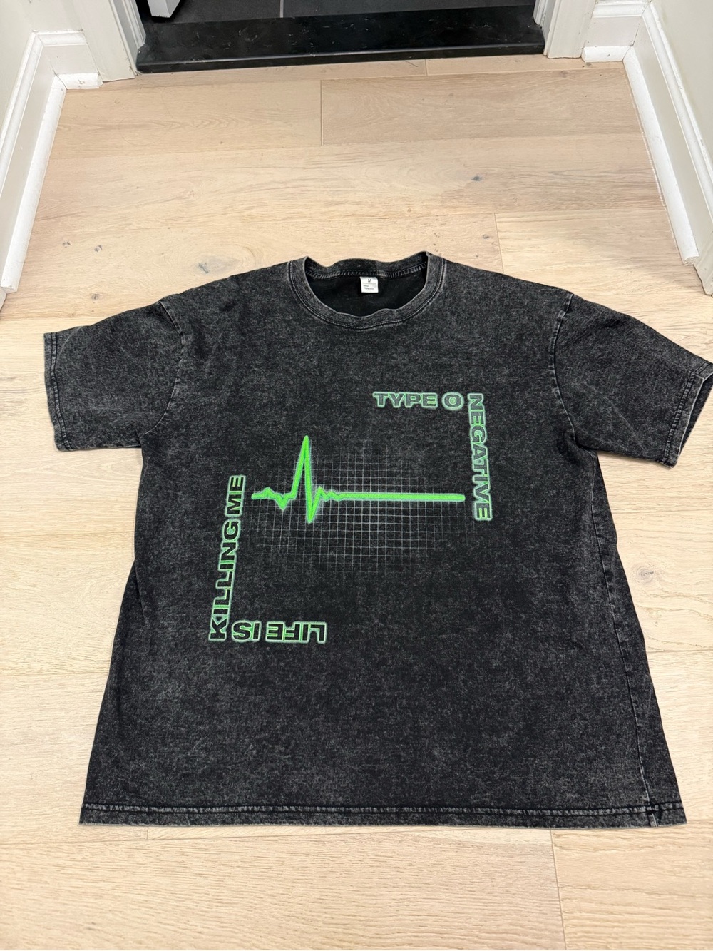 Type O Negative Graphic Tee - Black with Neon Green Print Size Medium Unisex